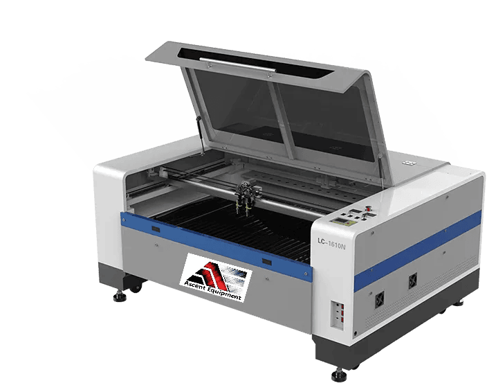 130W CO2 laser cutter and engraver with its lid open
