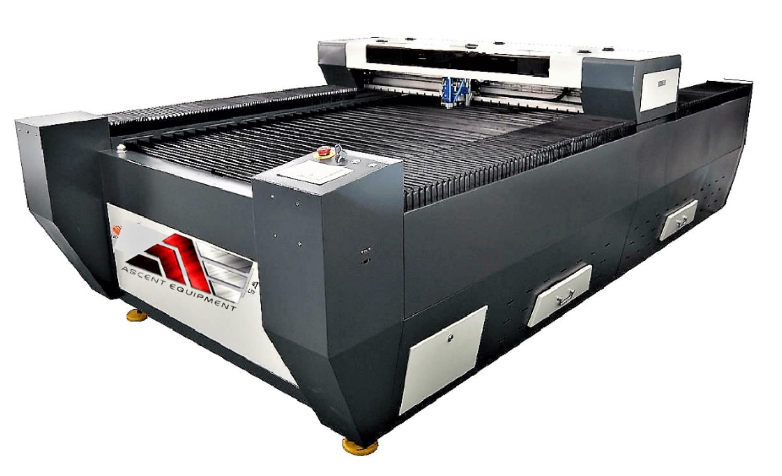 280W CO2 laser cutter with a 4 ft by 8 ft flat bed