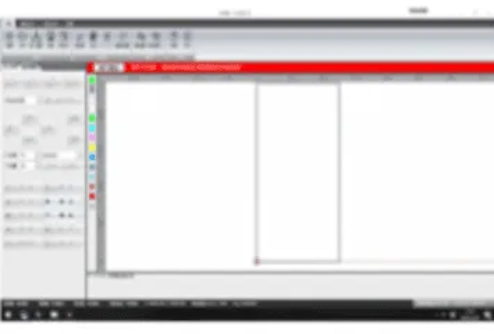 Screen of the cutting control software with a toolbar, a drawing area and a parameter panel