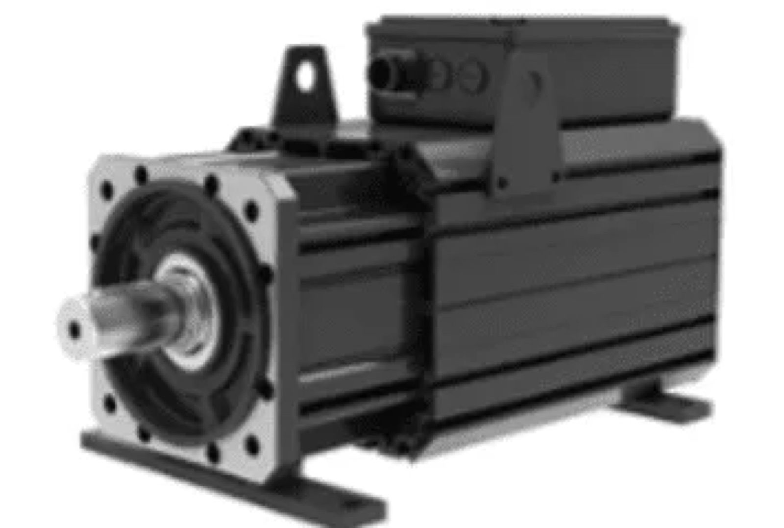 Servo motor with a flange mount and output shaft