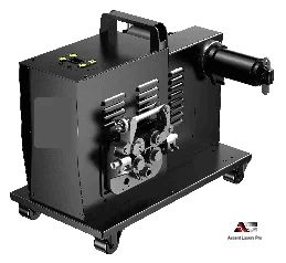 The dual wire feeder, a black unit with a carrying handle and a wire spool holder