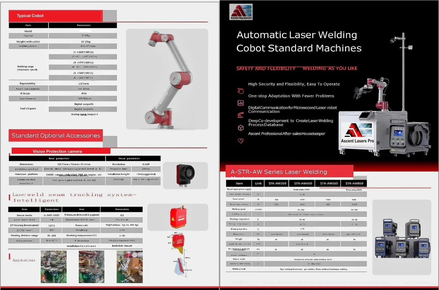 Fiber laser welding cobot on a mobile cart, shown with its standard accessories